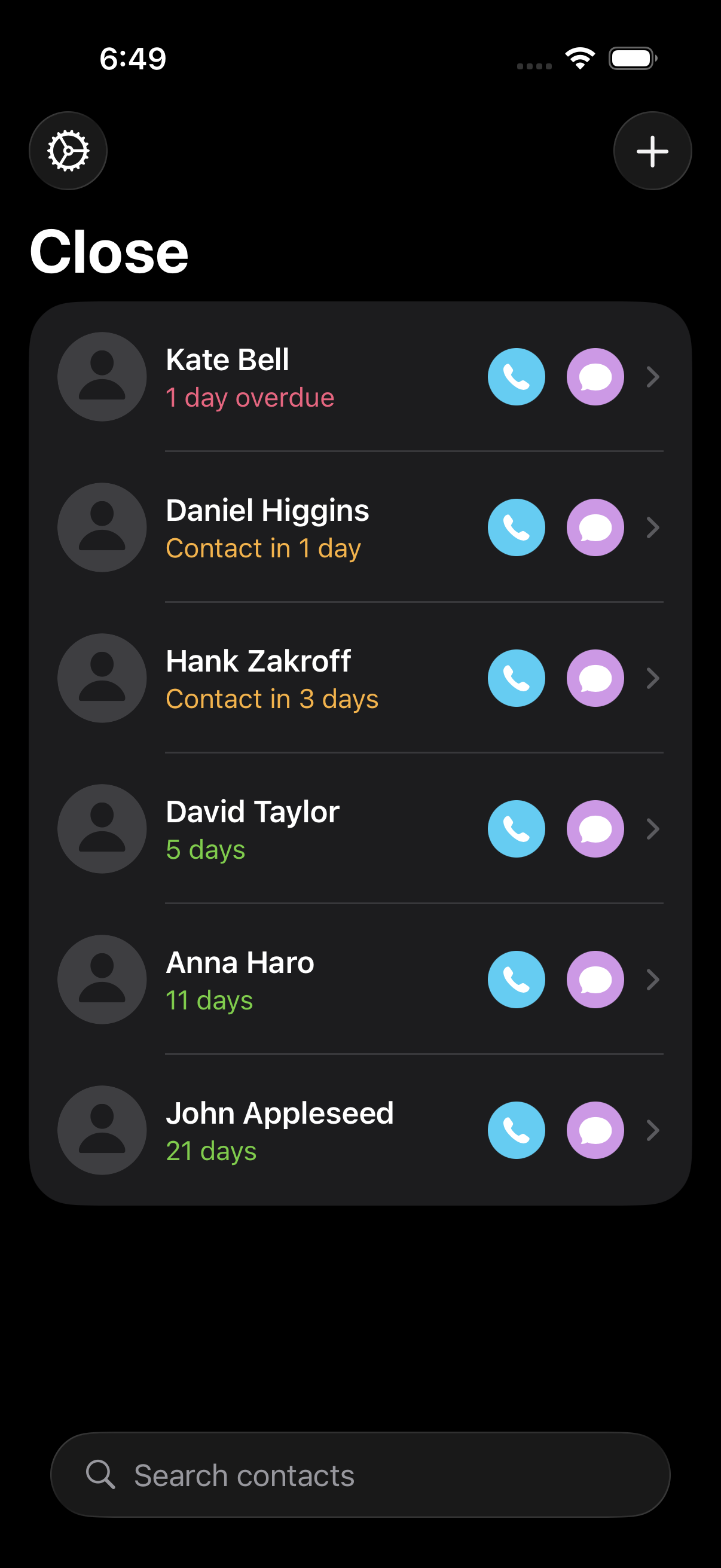 Close app contact detail